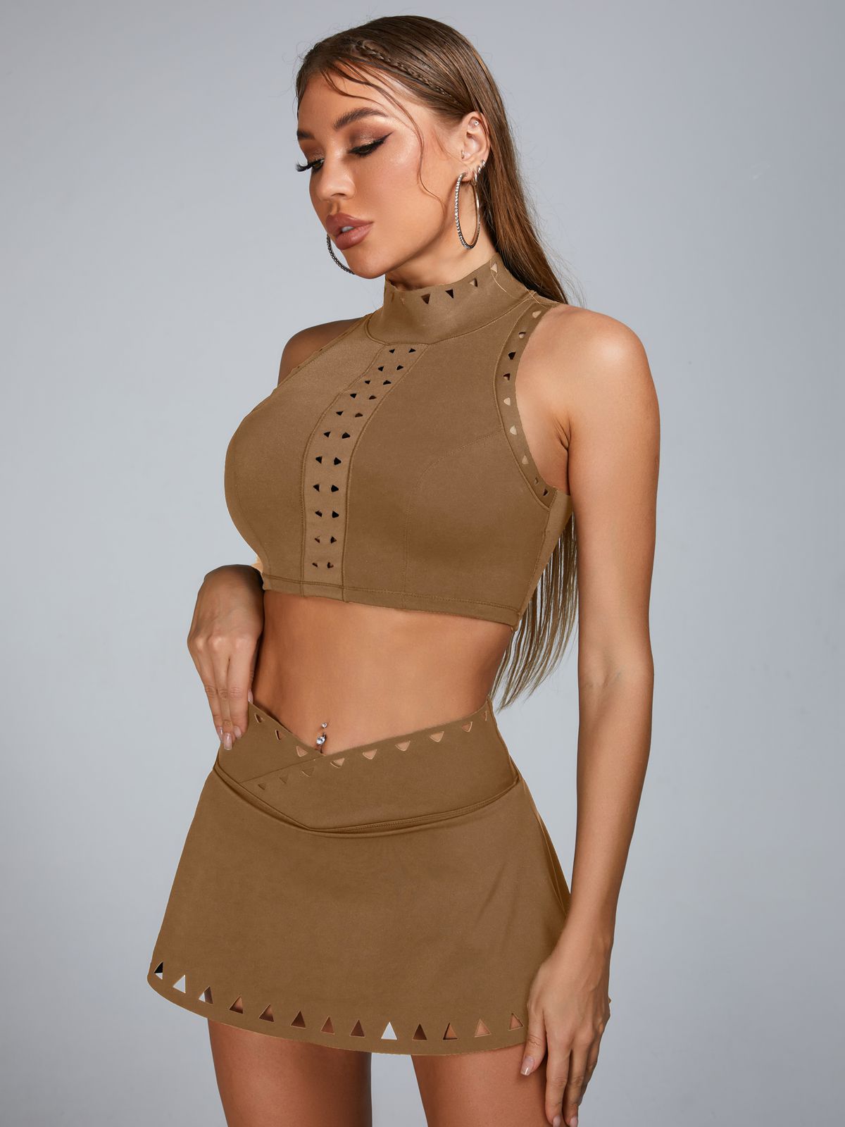 Cutout V Shape Waist Skirt