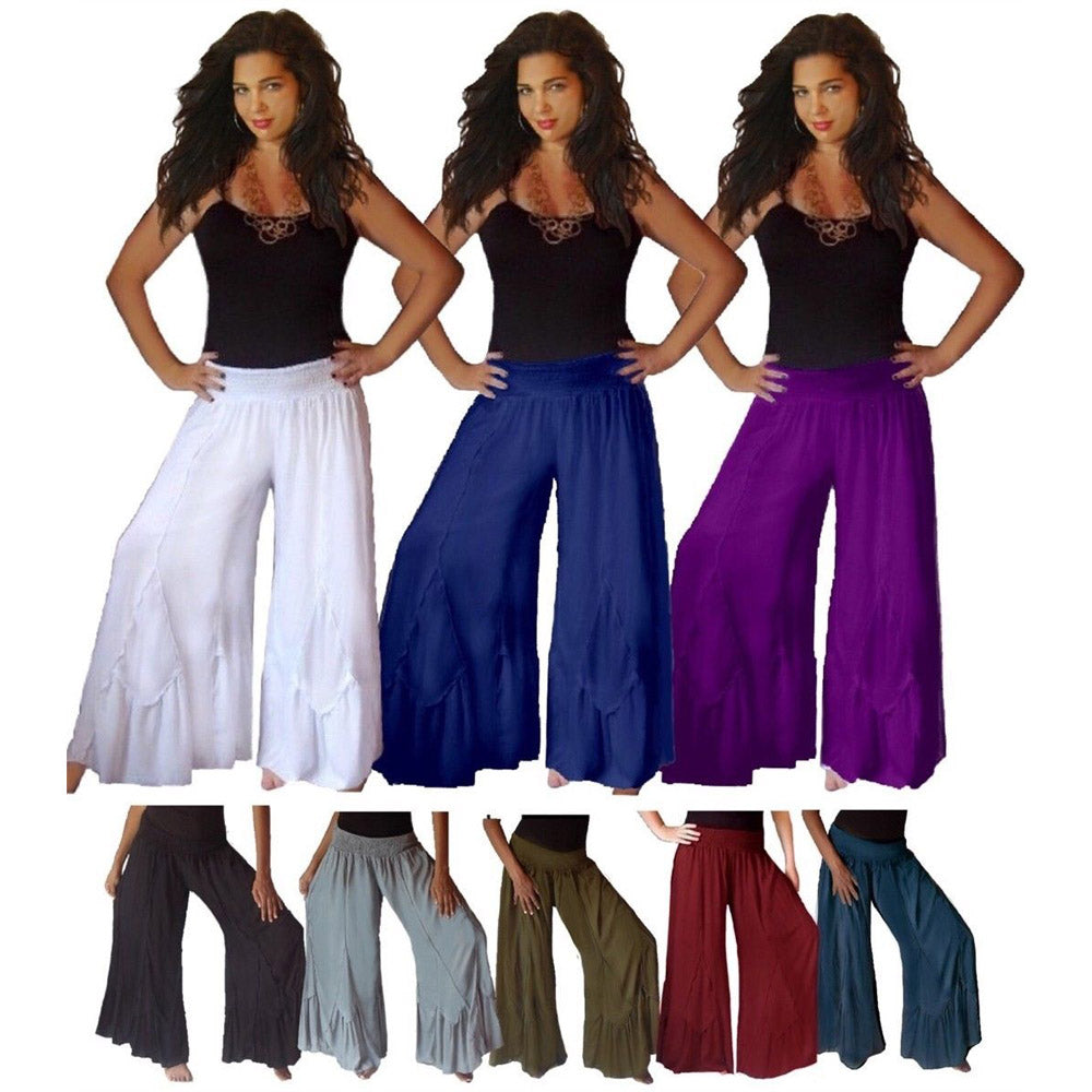 Scallop Hem Chiffon Bloomer Lagenlook Pants