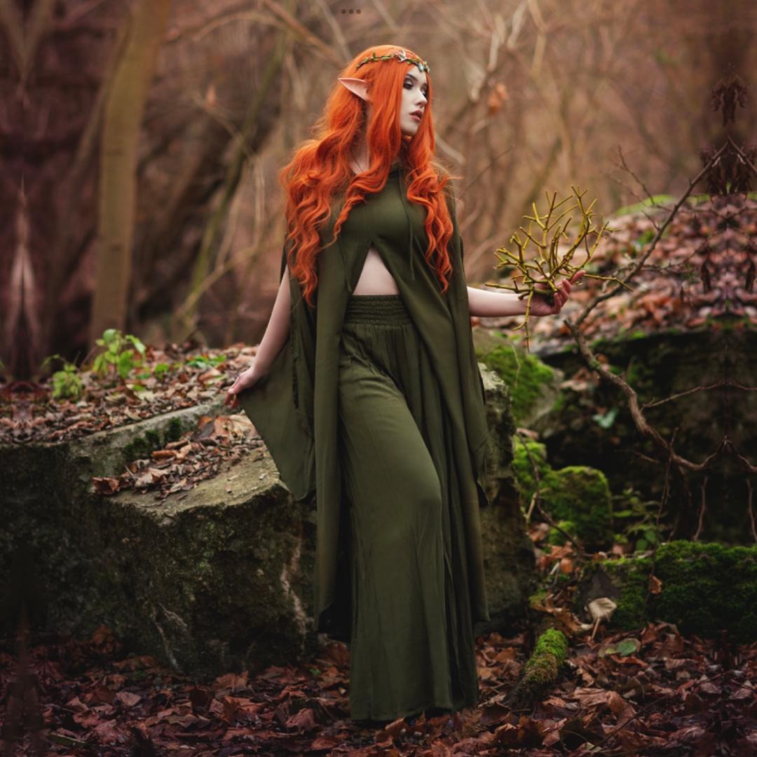 Aisha CottageGoth Palazzo Pant and Hooded Long Blouse Outfit
