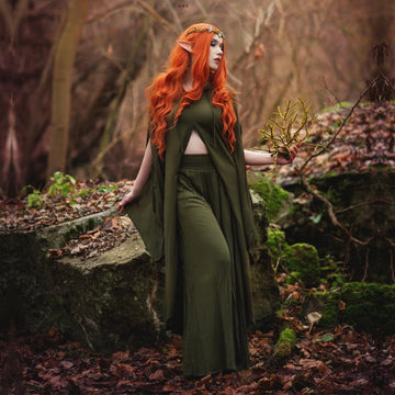 Aisha CottageGoth Palazzo Pant and Hooded Long Blouse Outfit