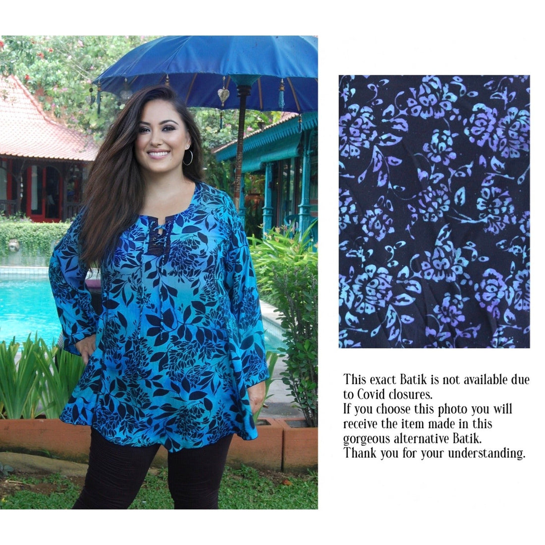 Emery Lacing Square Neck A Line Bohemian Batik Blouse