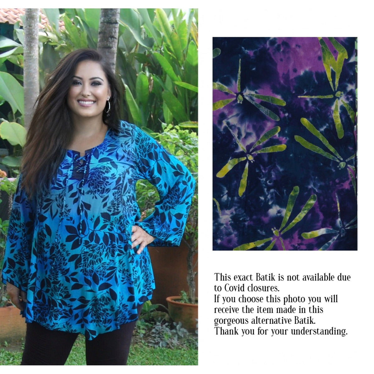 Emery Lacing Square Neck A Line Bohemian Batik Blouse