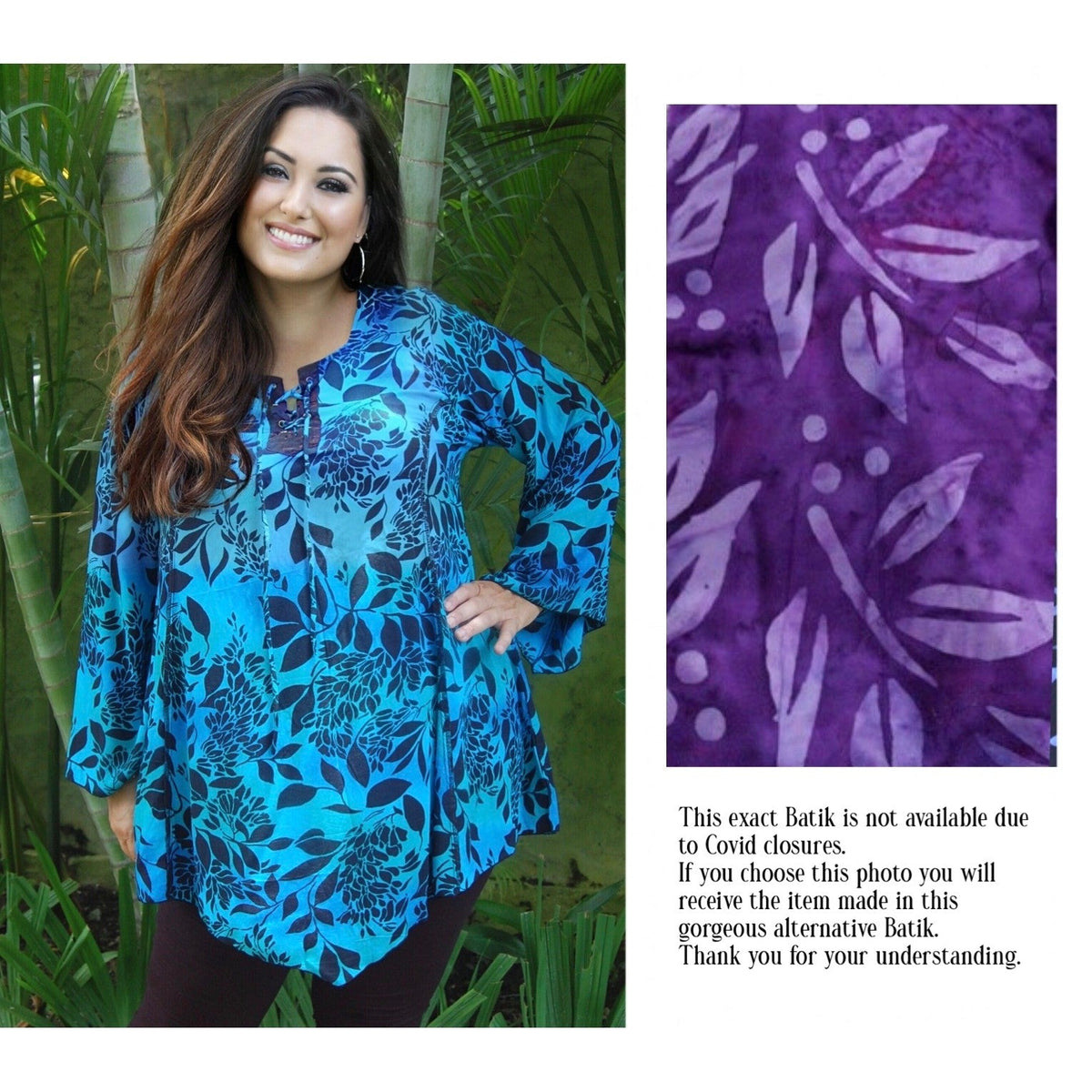Emery Lacing Square Neck A Line Bohemian Batik Blouse