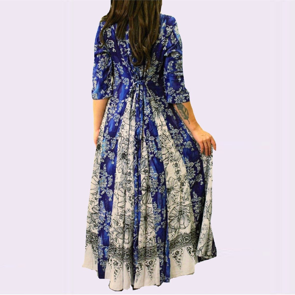 Sharon Sweetheart Neck Triangle Insets A Line Maxi Dress