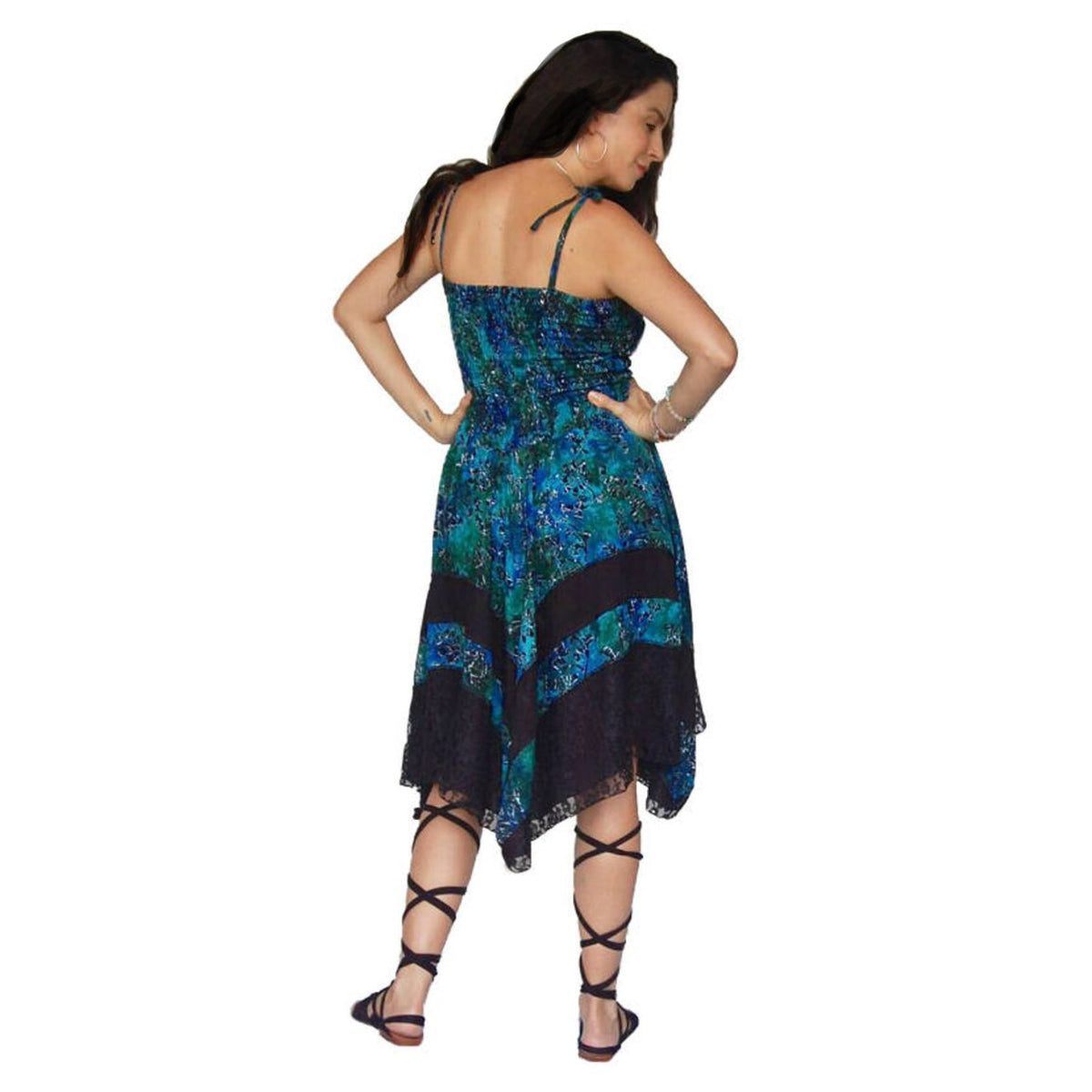 Imani Asymmetrical Batik Combination Lace Short Dress