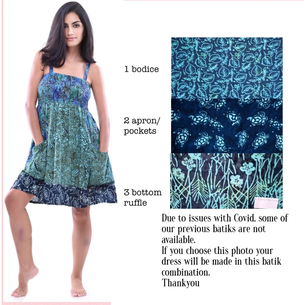 Zariah Patched Batik Smocked Bust Pockets Short Dress