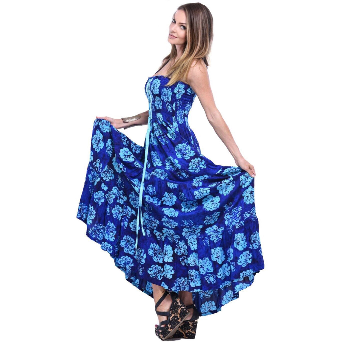 Penelope Batik Tie Dye Smocked Croset Maxi Sundress