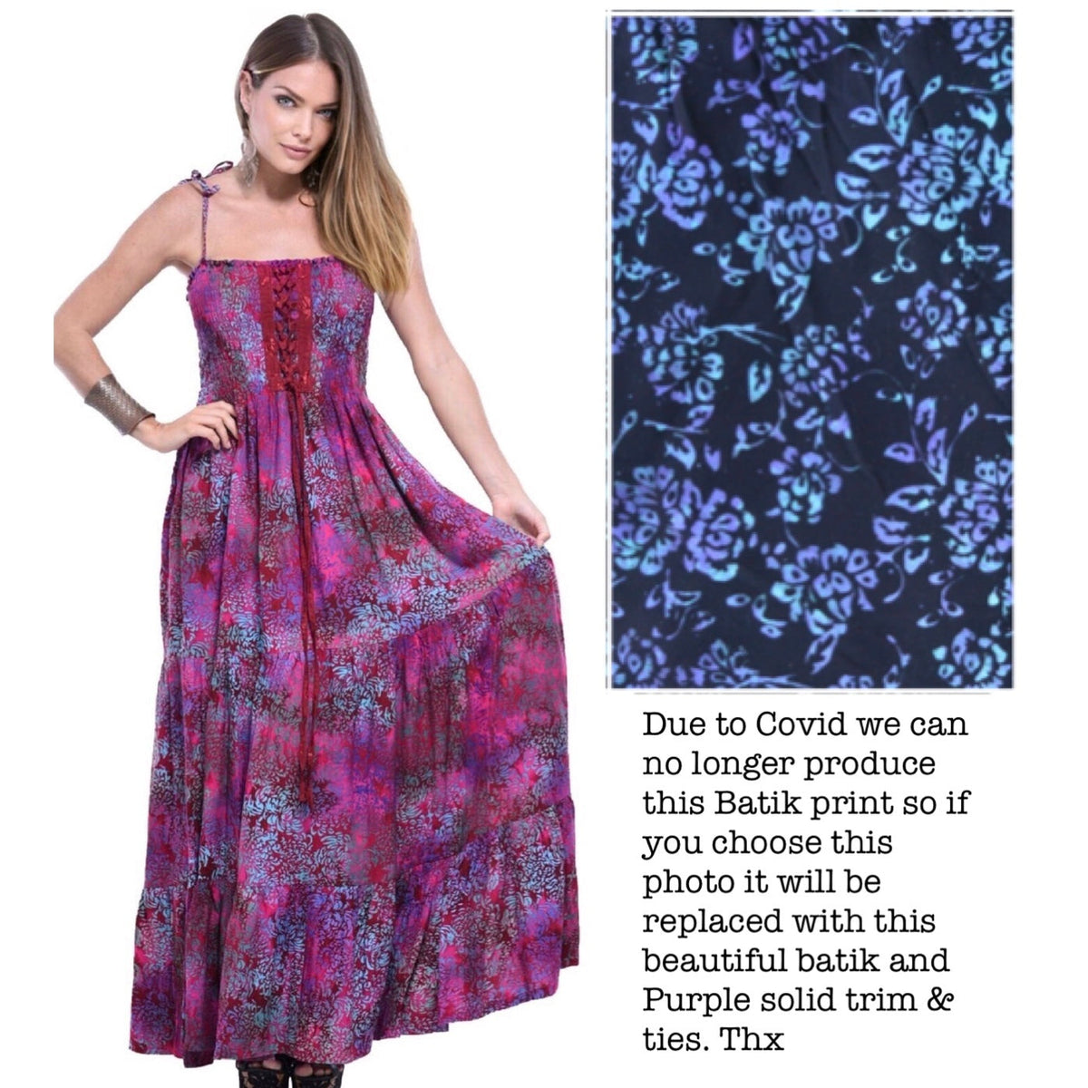 Penelope Batik Tie Dye Smocked Croset Maxi Sundress