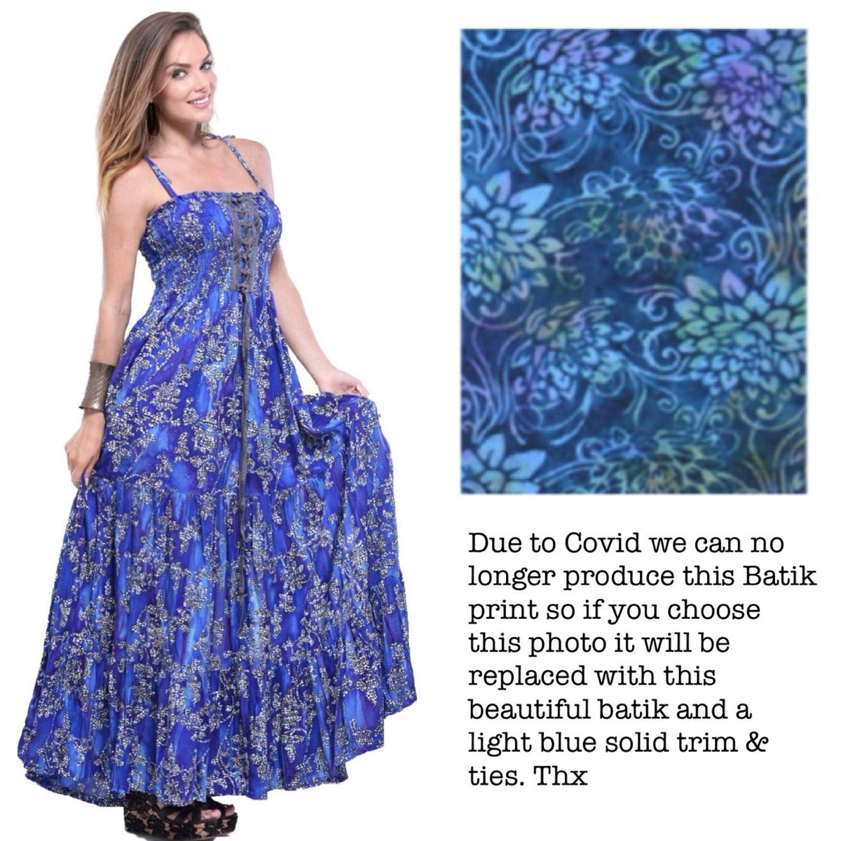 Penelope Batik Tie Dye Smocked Croset Maxi Sundress