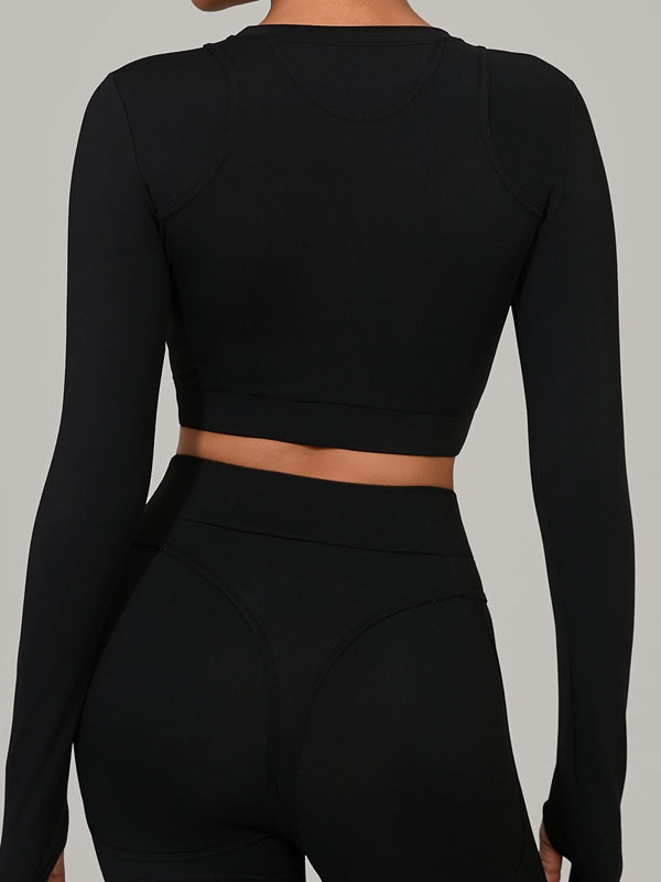 Gather-breasts Thumbhole Long Sleeves