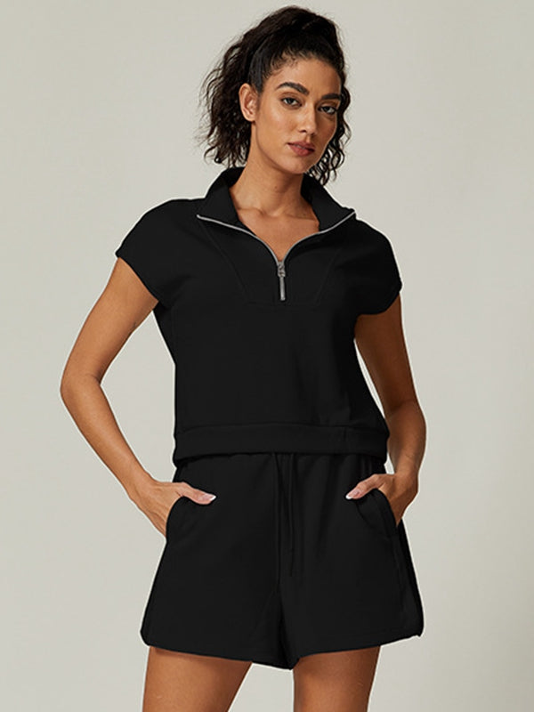 Casual Stand Collar Short Sleeves