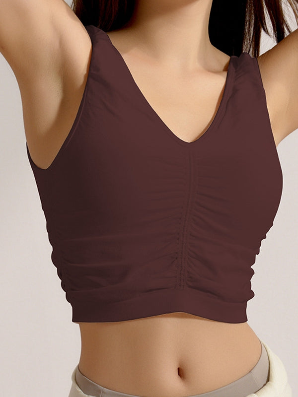 Deep V Collar Backless Folds Quick Dry Tank