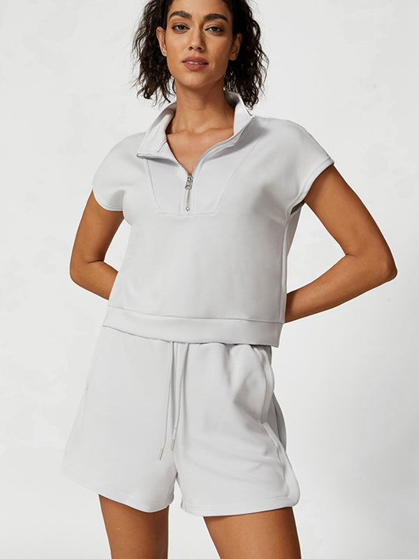 Casual Stand Collar Short Sleeves