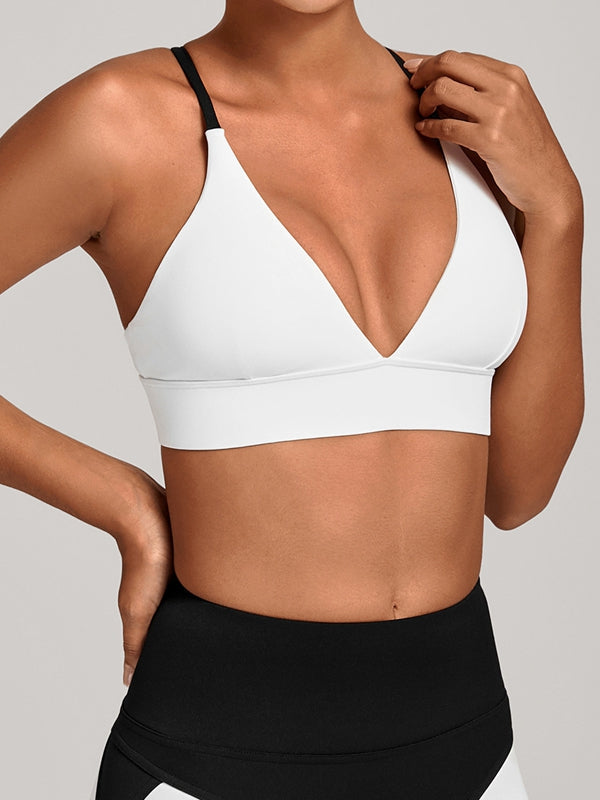 Contrast Color Cross Back Sports Bras
