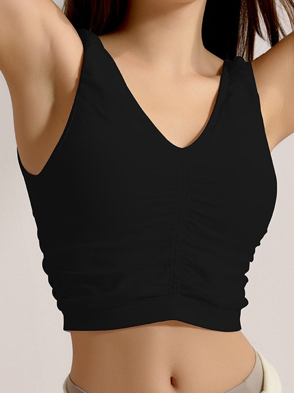 Deep V Collar Backless Folds Quick Dry Tank