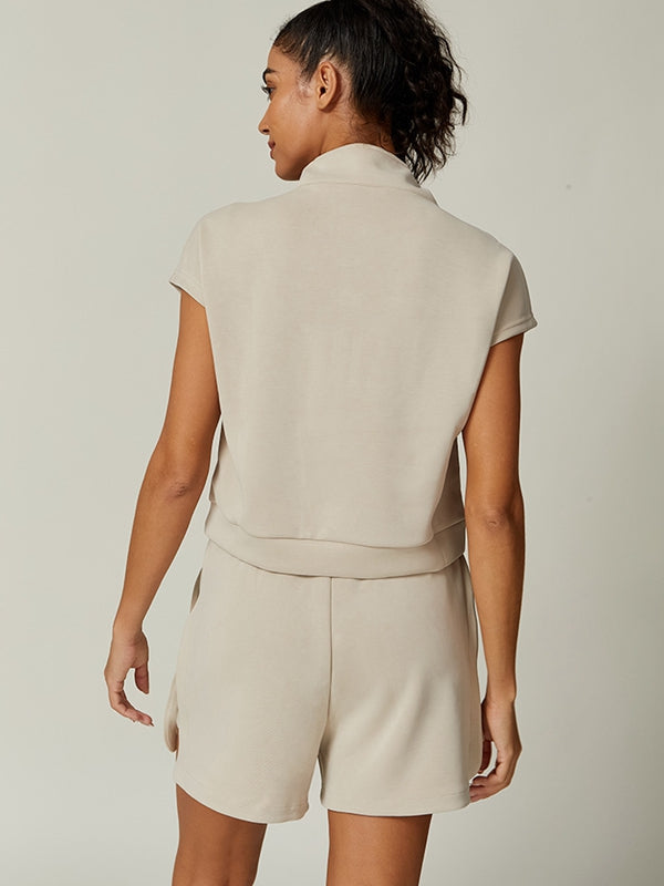 Casual Stand Collar Short Sleeves
