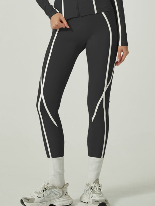 Contrast Color Stripes Zipper Jacket