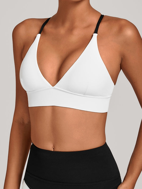 Contrast Color Cross Back Sports Bras