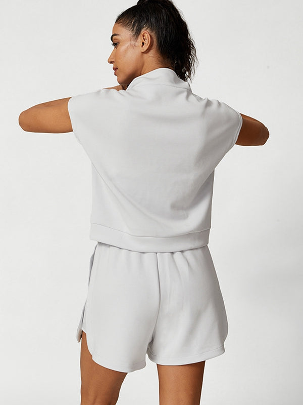 Casual Stand Collar Short Sleeves