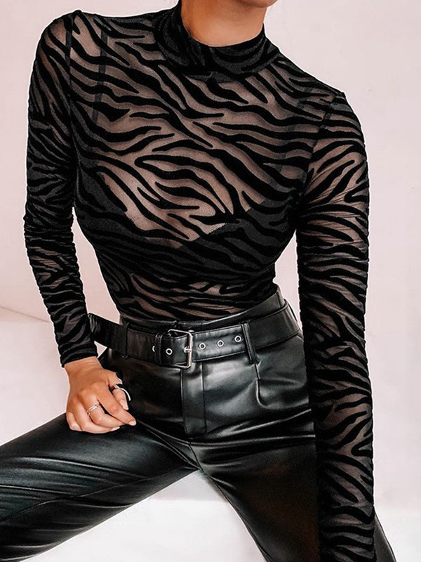 Leopard Print Mesh Bodysuit