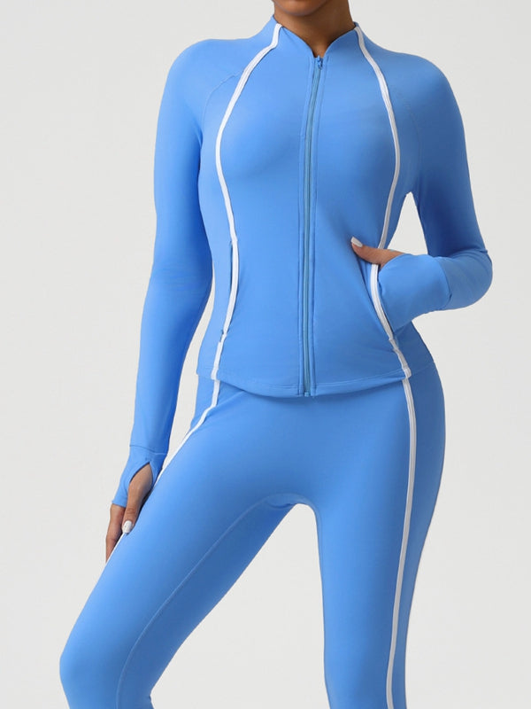 Contrast Color Stripes Zipper Tracksuit