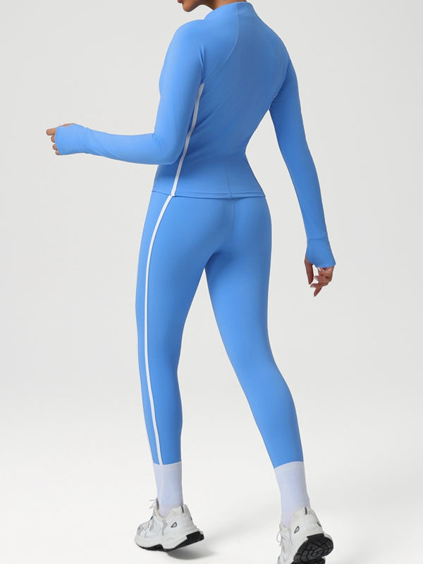 Contrast Color Stripes Zipper Tracksuit