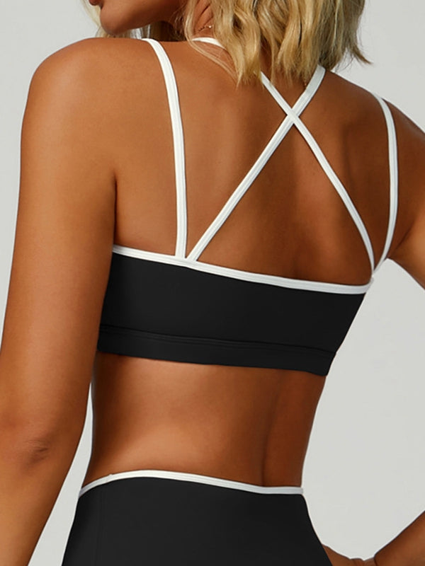 Contrast Color Stripe High-rise Flare Leggings