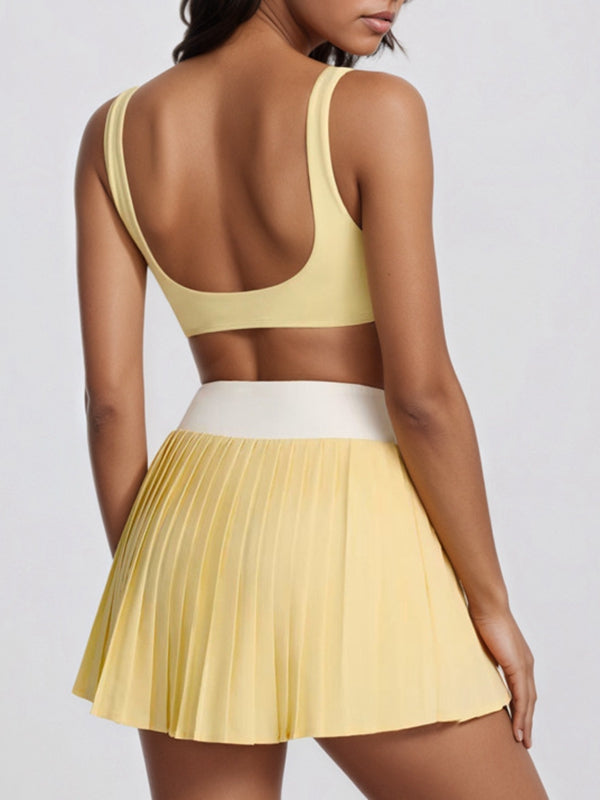 Contrast Color Twist 2 in 1 V Shape Waist Skirt