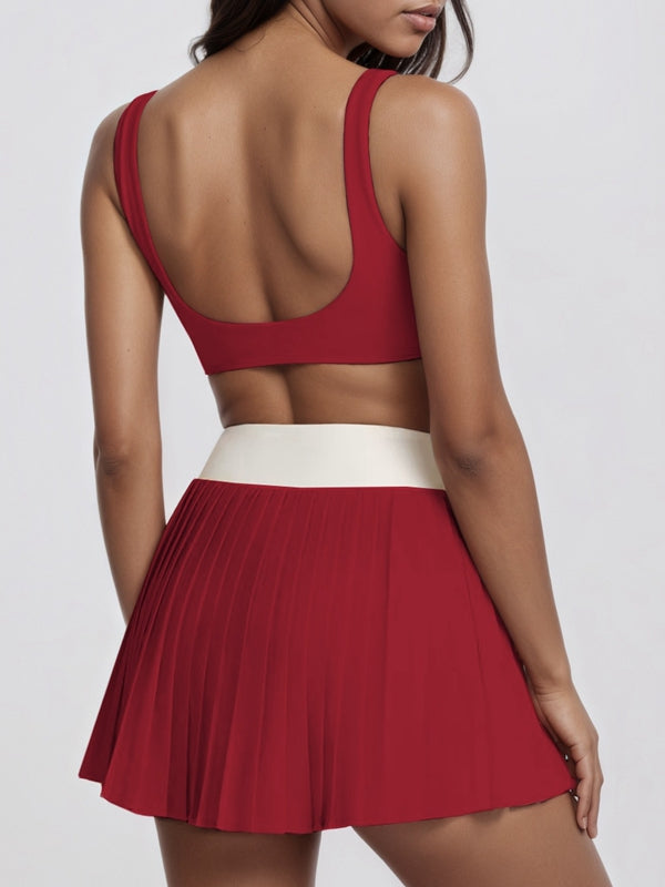 Contrast Color Twist 2 in 1 V Shape Waist Skirt