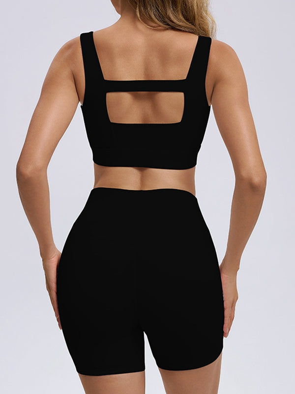 Hollow Out Zipper Short Tracksuit