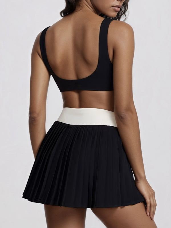 Contrast Color Twist 2 in 1 V Shape Waist Skirt