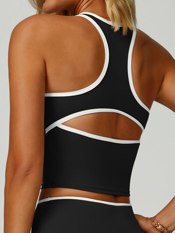 Contrast Color Stripe High-rise Flare Leggings