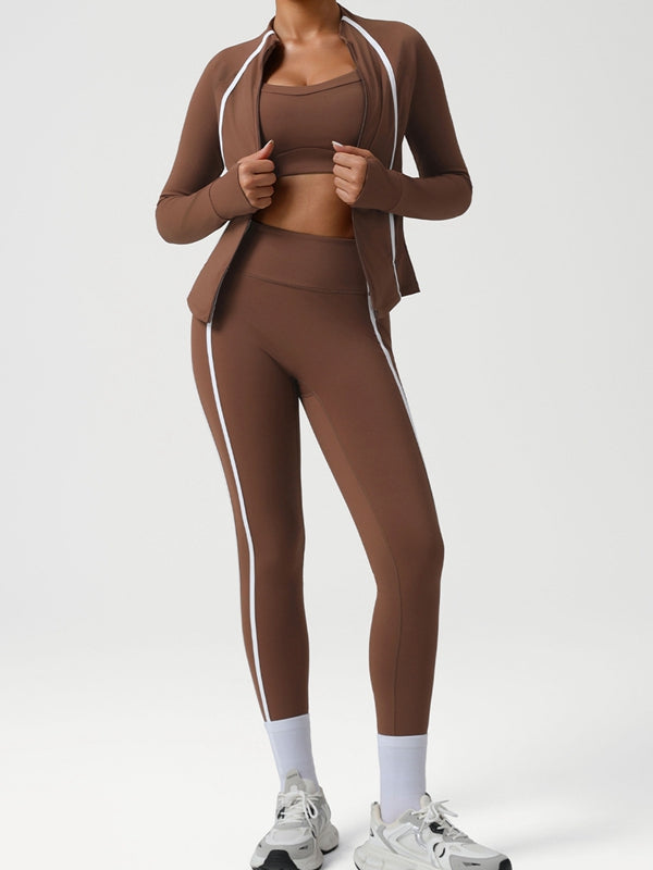 Contrast Color Stripes Zipper Tracksuit