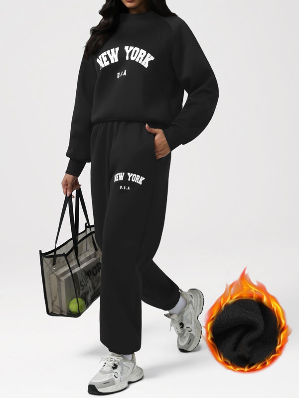 Feamle Letters Print Fleece Hoodie