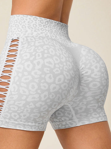 Leopard Print Hollow Out Hot Booty Shorts