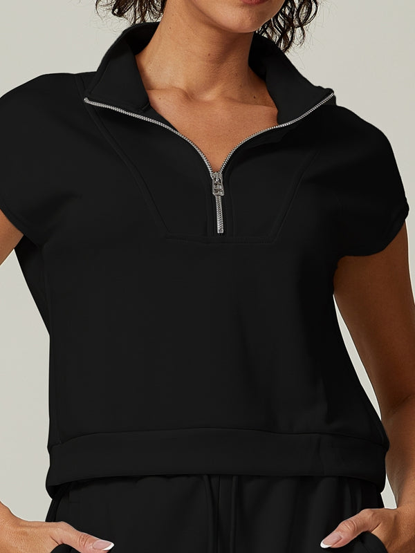 Casual Stand Collar Short Sleeves