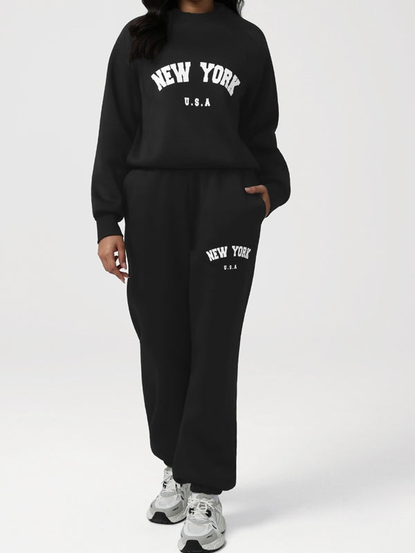 Feamle Letters Print Fleece Hoodie