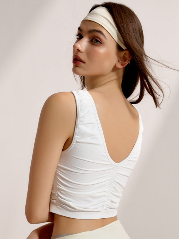 Deep V Collar Backless Folds Quick Dry Tank