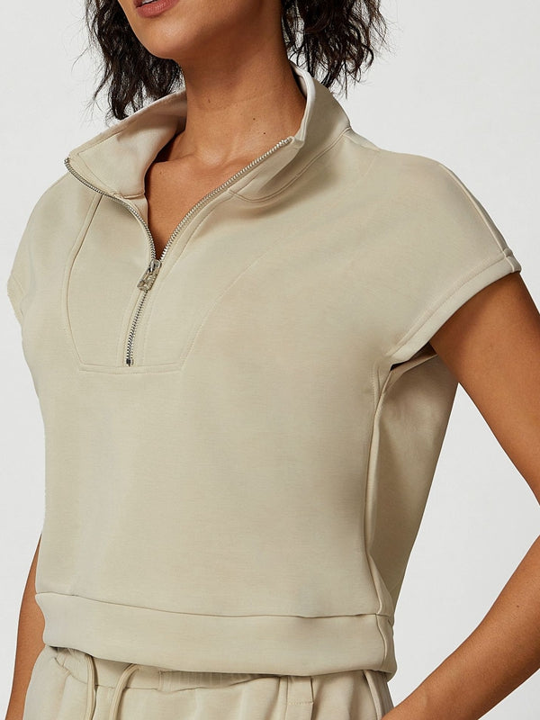 Casual Stand Collar Short Sleeves
