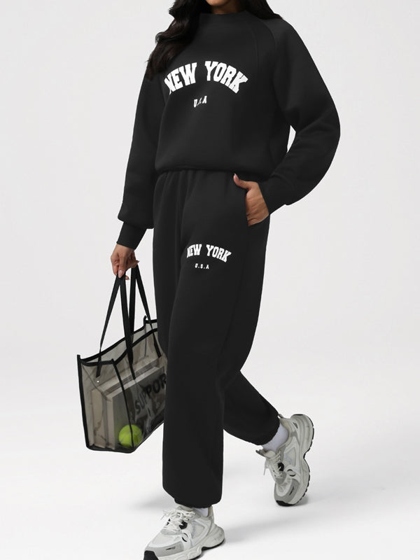 Feamle Letters Print Fleece Hoodie