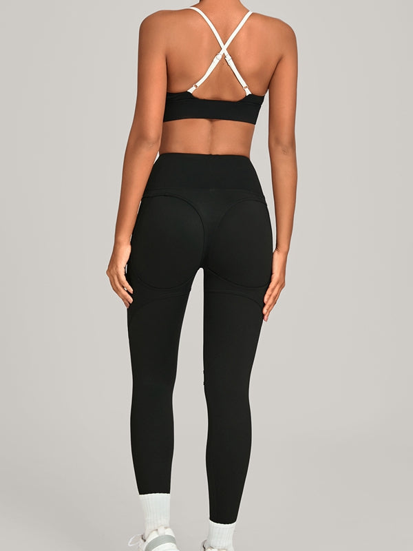 Contrast Color Push Up Tracksuit