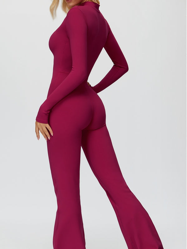 Fleece Zipper Flare Jumpsuit