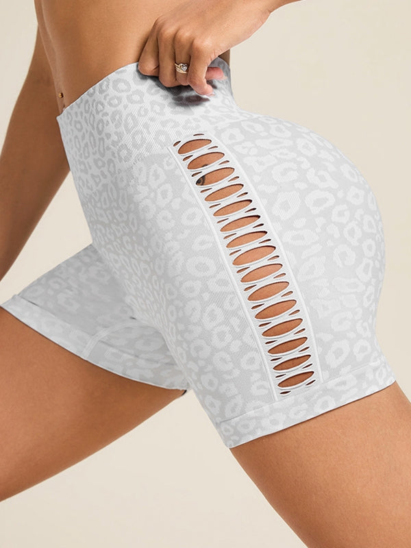 Leopard Print Hollow Out Hot Booty Shorts