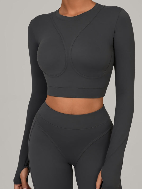 Gather-breasts Thumbhole Long Sleeves