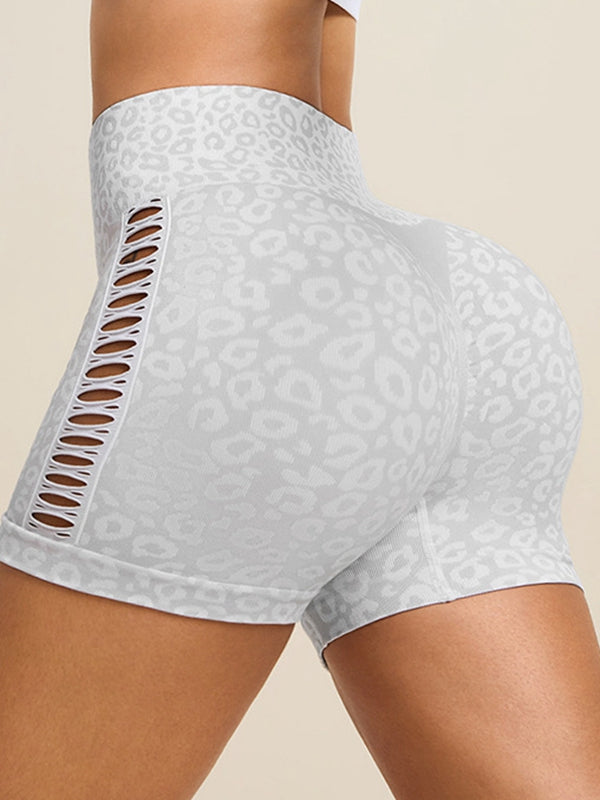 Leopard Print Hollow Out Hot Booty Shorts