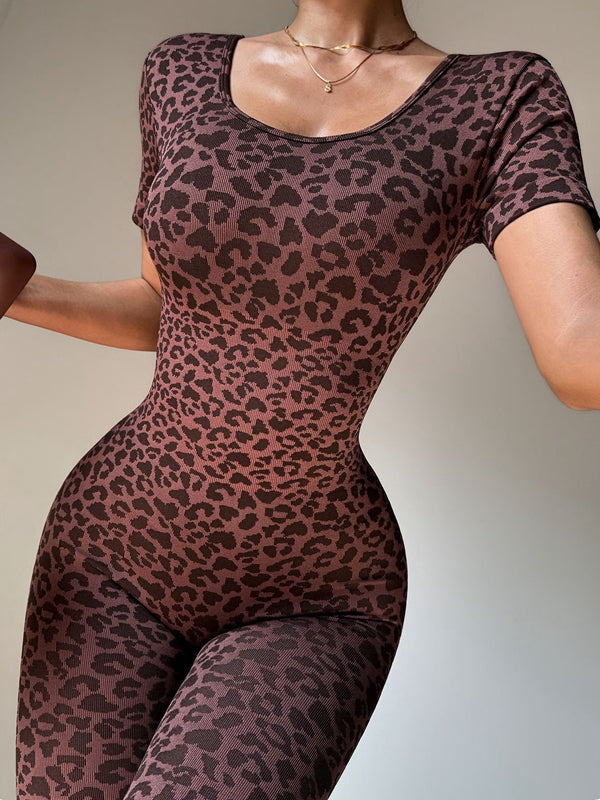Leopard Print Backless Jumpsuit