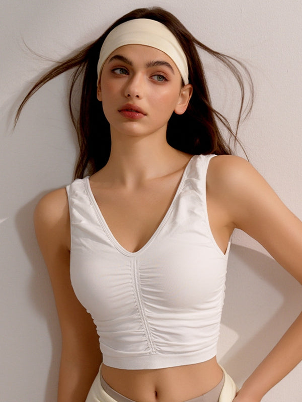 Deep V Collar Backless Folds Quick Dry Tank