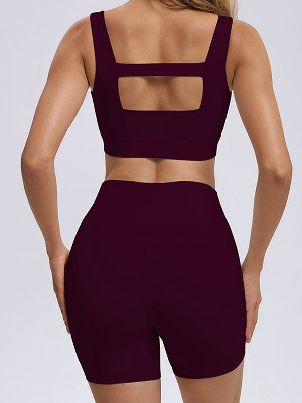 Hollow Out Zipper Short Tracksuit