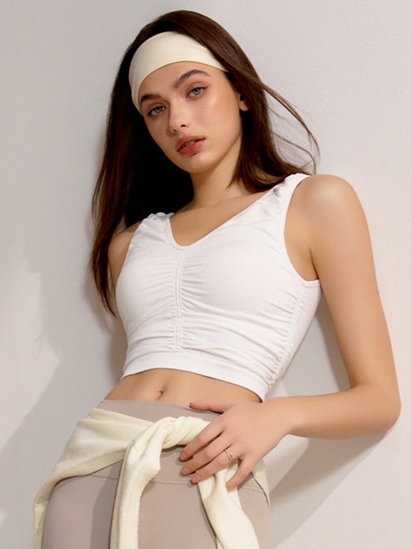 Deep V Collar Backless Folds Quick Dry Tank