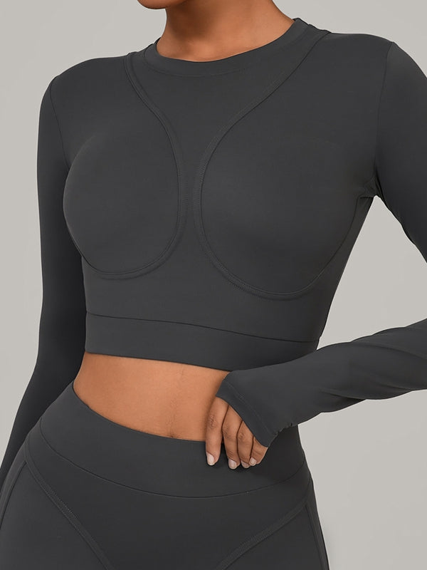 Gather-breasts Thumbhole Long Sleeves